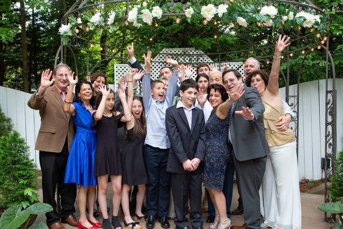 happy family photograph at outdoor mitzvah in Marietta, GA