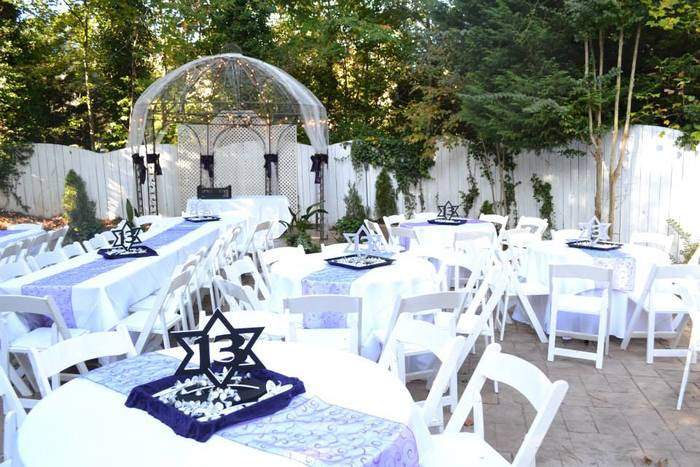 tables for outdoor mitzvah at Gala in Marietta, GA