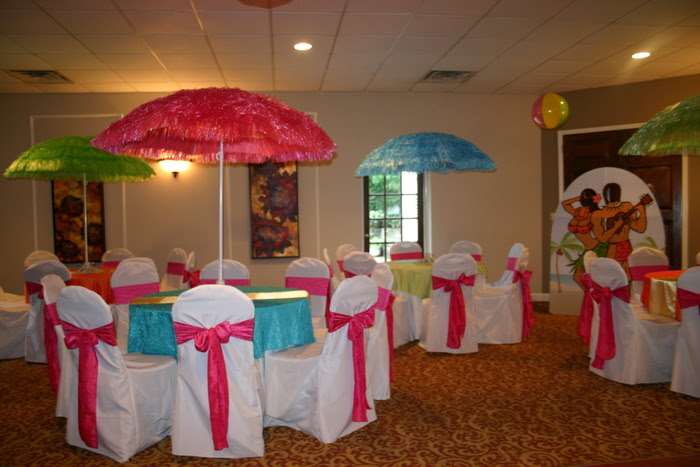 tropical themed table decor for special event at Gala in Marietta, GA