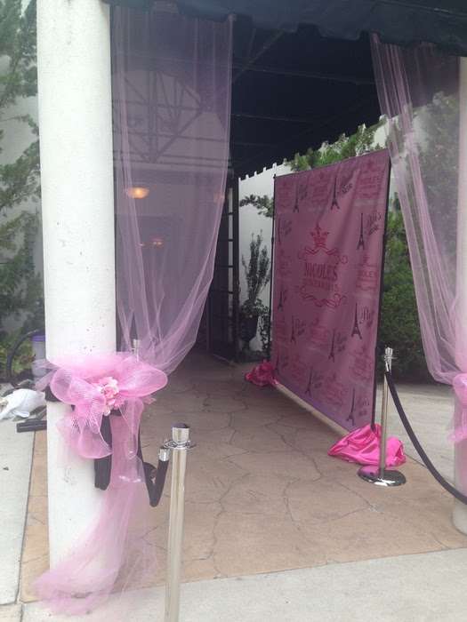 pink and purple photo wall at Gala in Marietta, GA