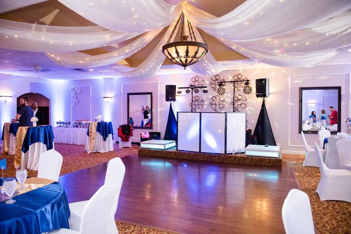 dance floor and dj booth at mitzvah in Marietta, GA