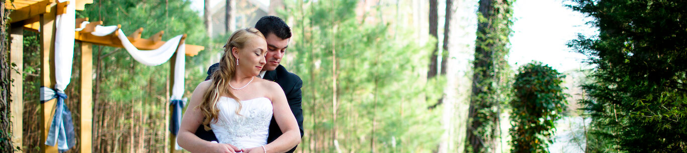 bride and groom at outdoor wedding in Marietta, GA