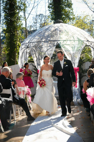 bridge and groom at gala facility outdoor wedding in Marietta